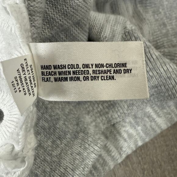 Gap Heather Gray Knit Front White Eyelet Back 3/4 Sleeve Sweater Womens Size XXL - Picture 5 of 9